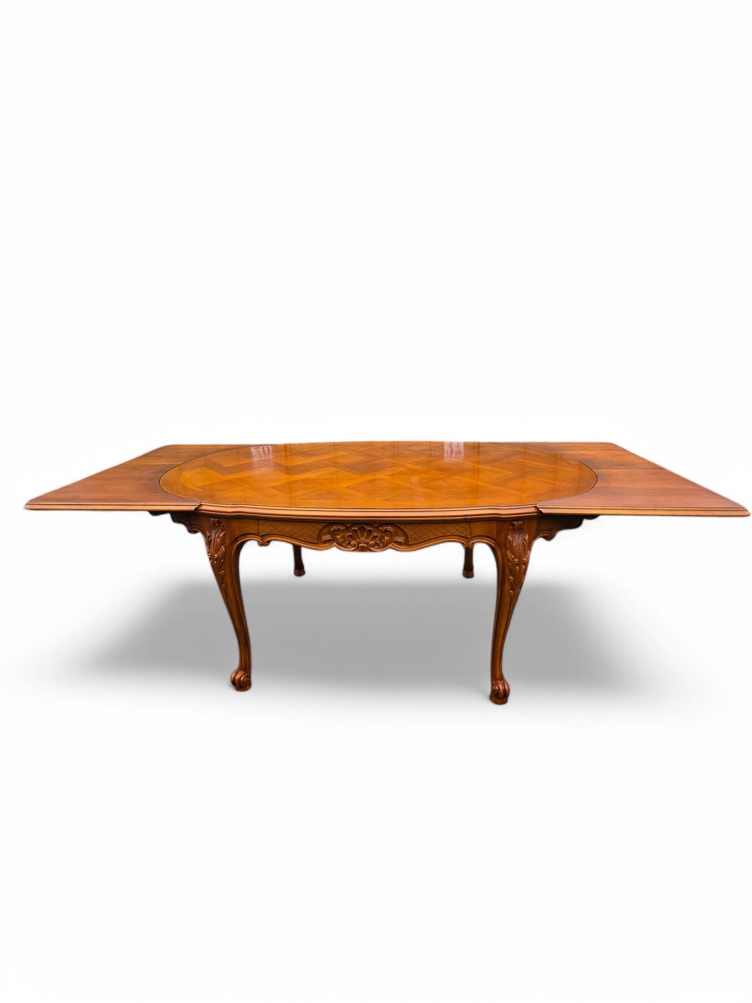 Louis XV style cherry wood table with extensions
