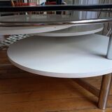 Table basse en verre inox et mélanine