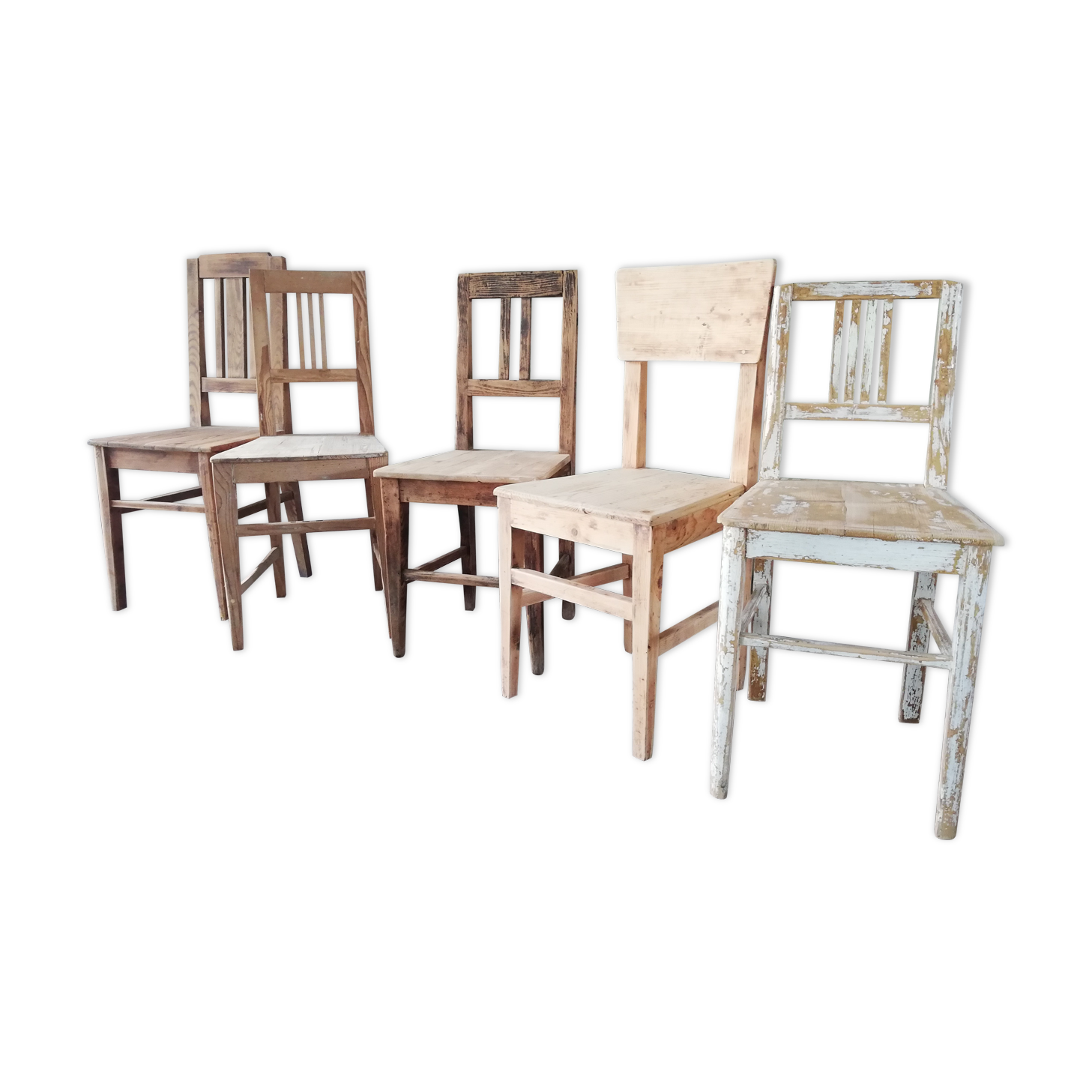 5 vintage wooden chairs