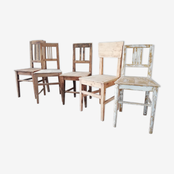 5 vintage wooden chairs