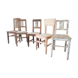 5 chaises en bois vintage