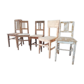 5 chaises en bois vintage