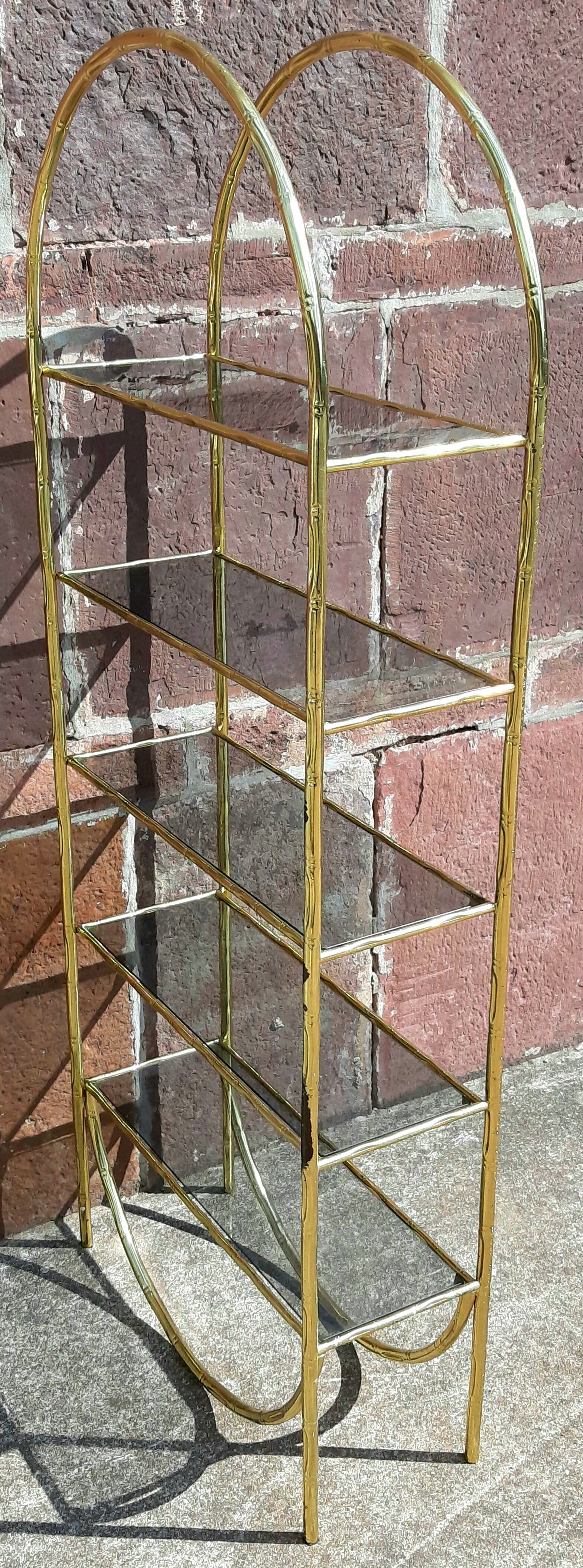 Shelf faux bamboo gold metal