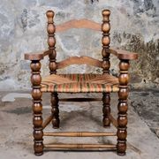 Pair of turned wooden spool armchairs, mid-20th century, France