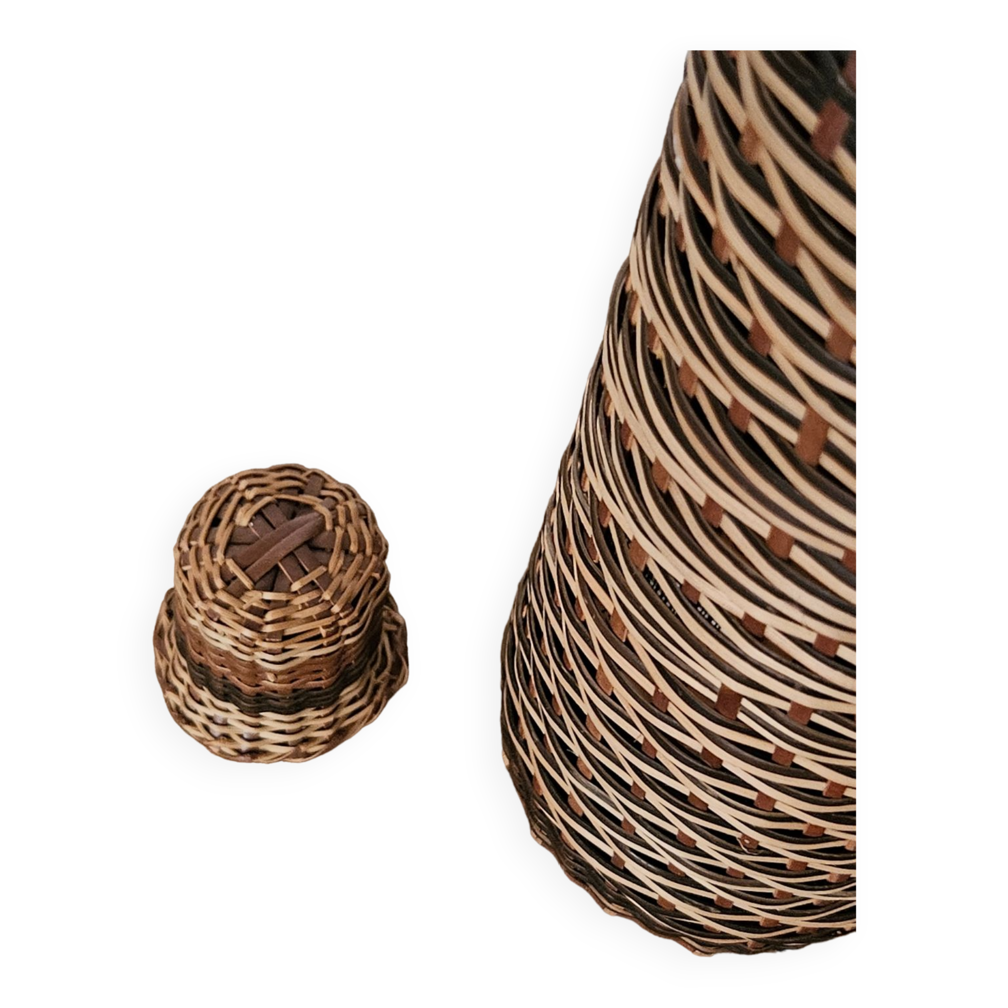 Glass and rattan bottle