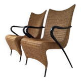 Rare pair of rattan easy chairs - Søren Lund