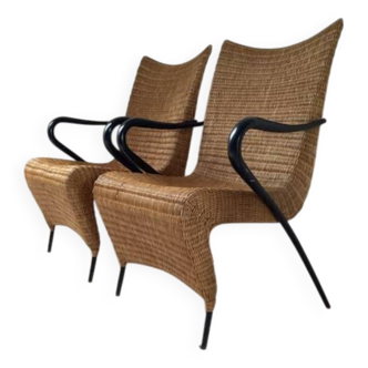 Rare pair of rattan easy chairs - Søren Lund