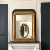 Mirror fireplace trumeau Louis philippe gilded, 105x77 cm
