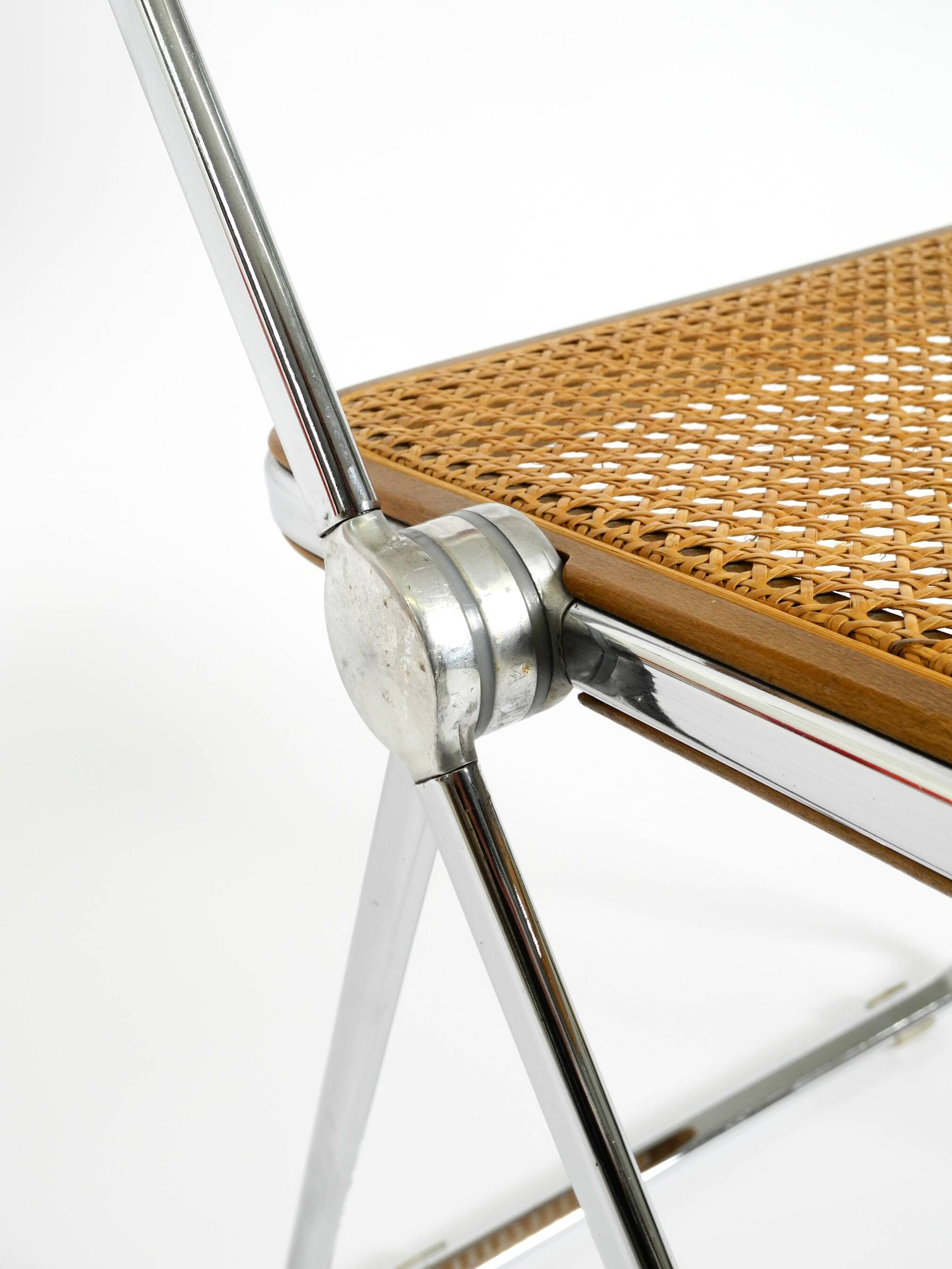 Chaise pliante Plia des années 1970 avec cannage de Vienne par Giancarlo Piretti pour Castelli