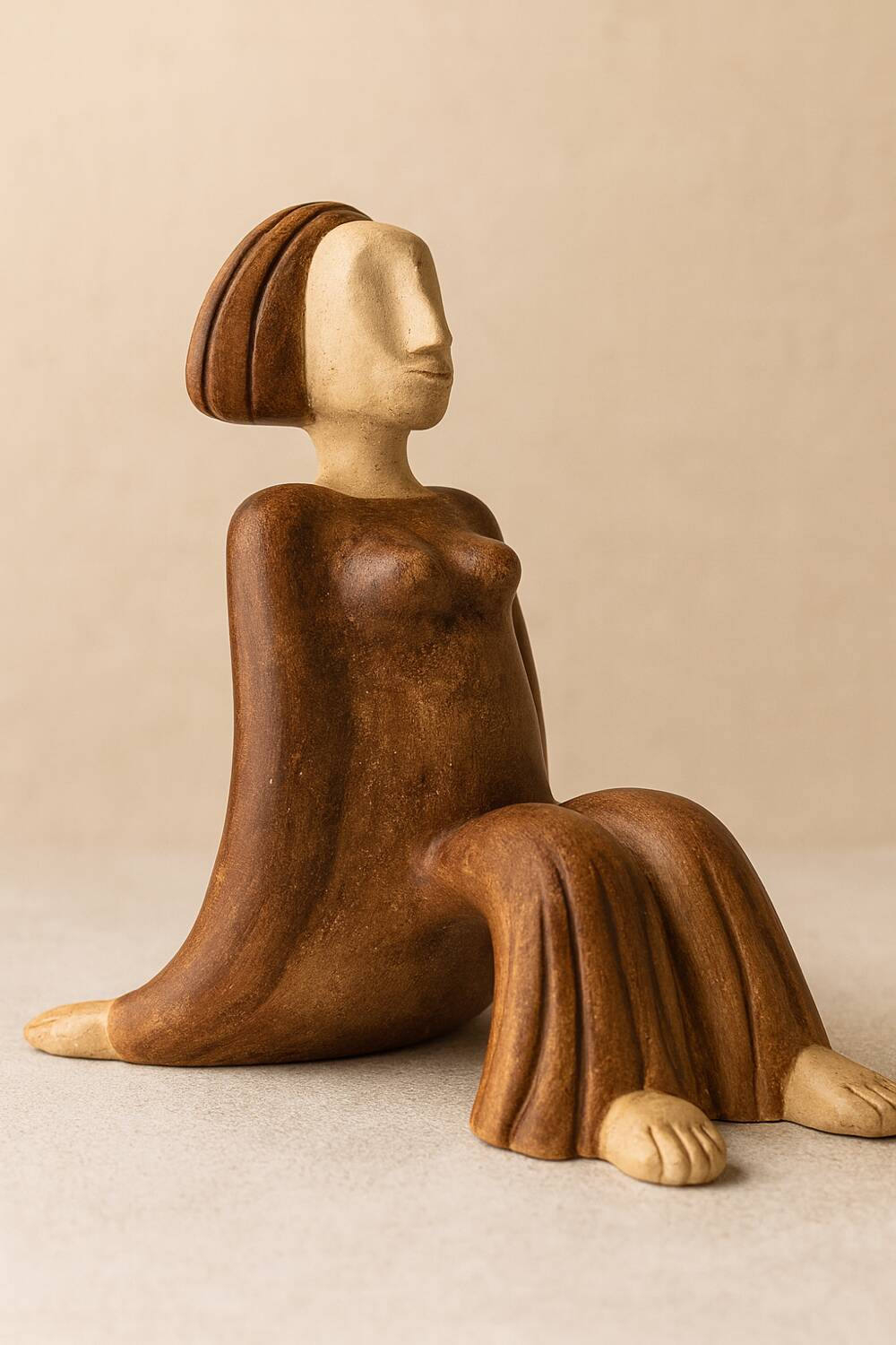 Sculpture féminine en gres signée