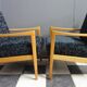 Black velvet-like fabric chairs in beech frame 1960s
