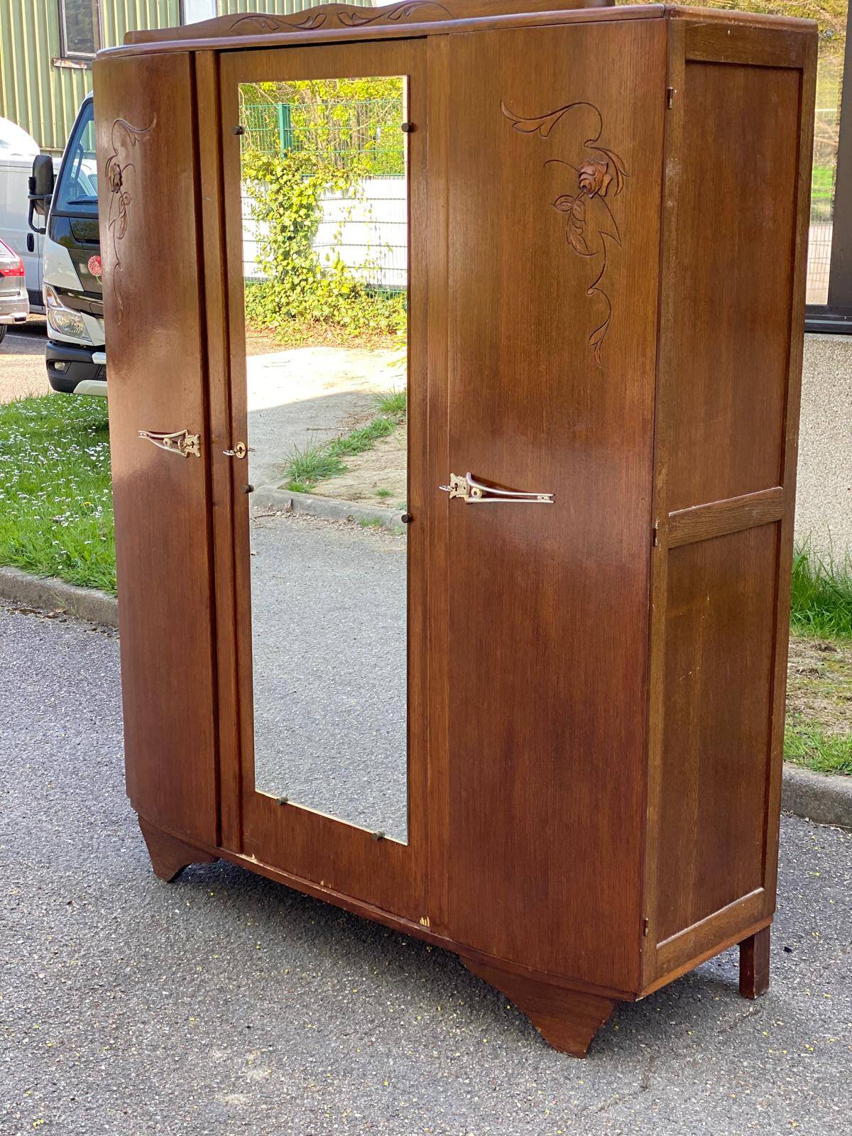 Art Deco wardrobe with mirrored door 145cm