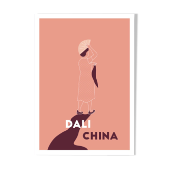 Menade - Dali, China - Illustration. A4 21 x 29.7. China, travel, dancer, dance