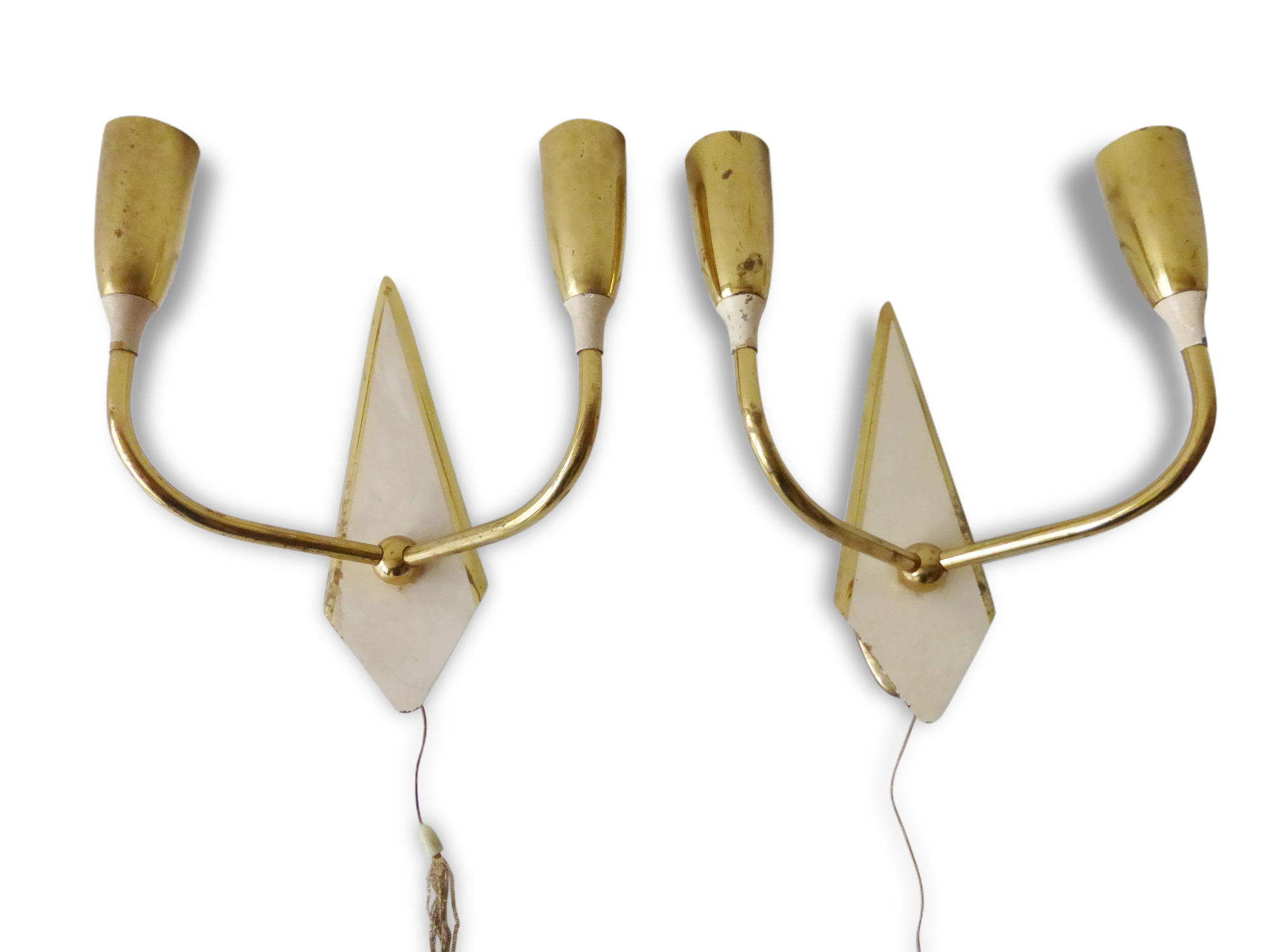 Pair of double wall typical 1950 vintage rockabilly 50's wall lights