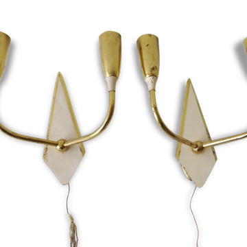 Pair of double wall typical 1950 vintage rockabilly 50's wall lights