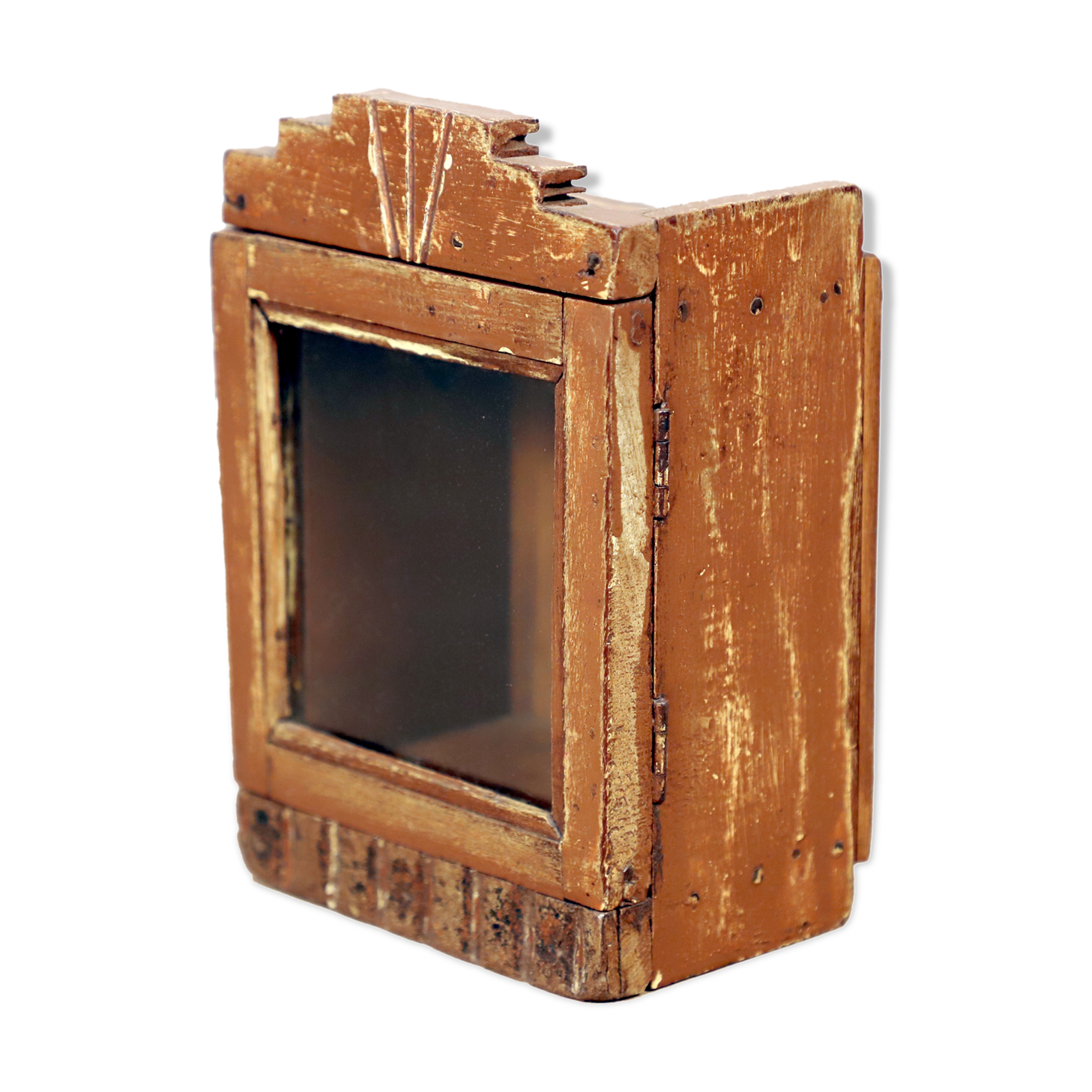 Wall display case - old Burmese teak clock box