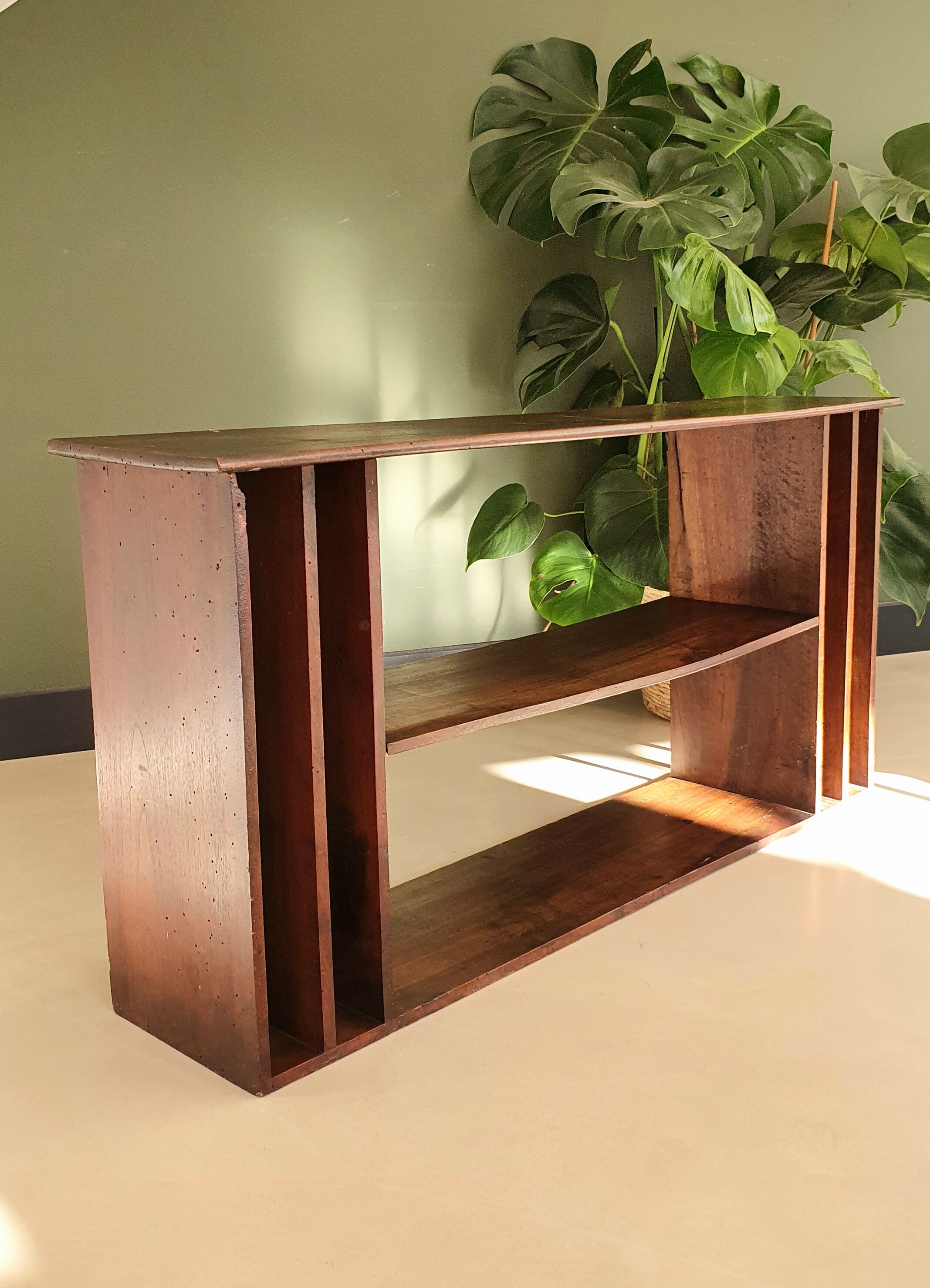 Low antique wooden storage unit