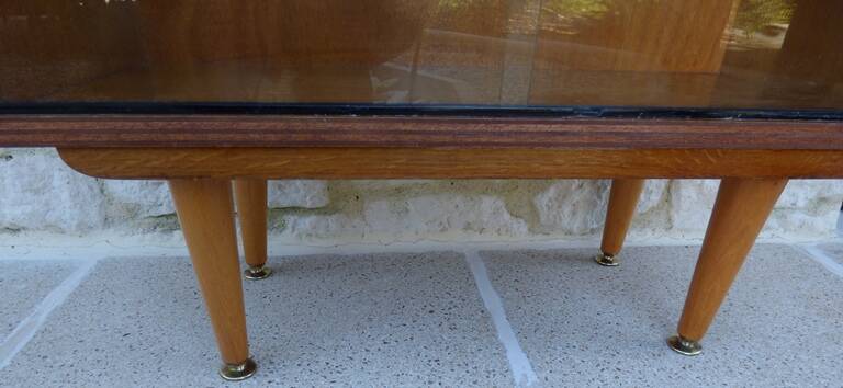 Storage unit, display cabinet with sliding glass doors, Scandinavian style