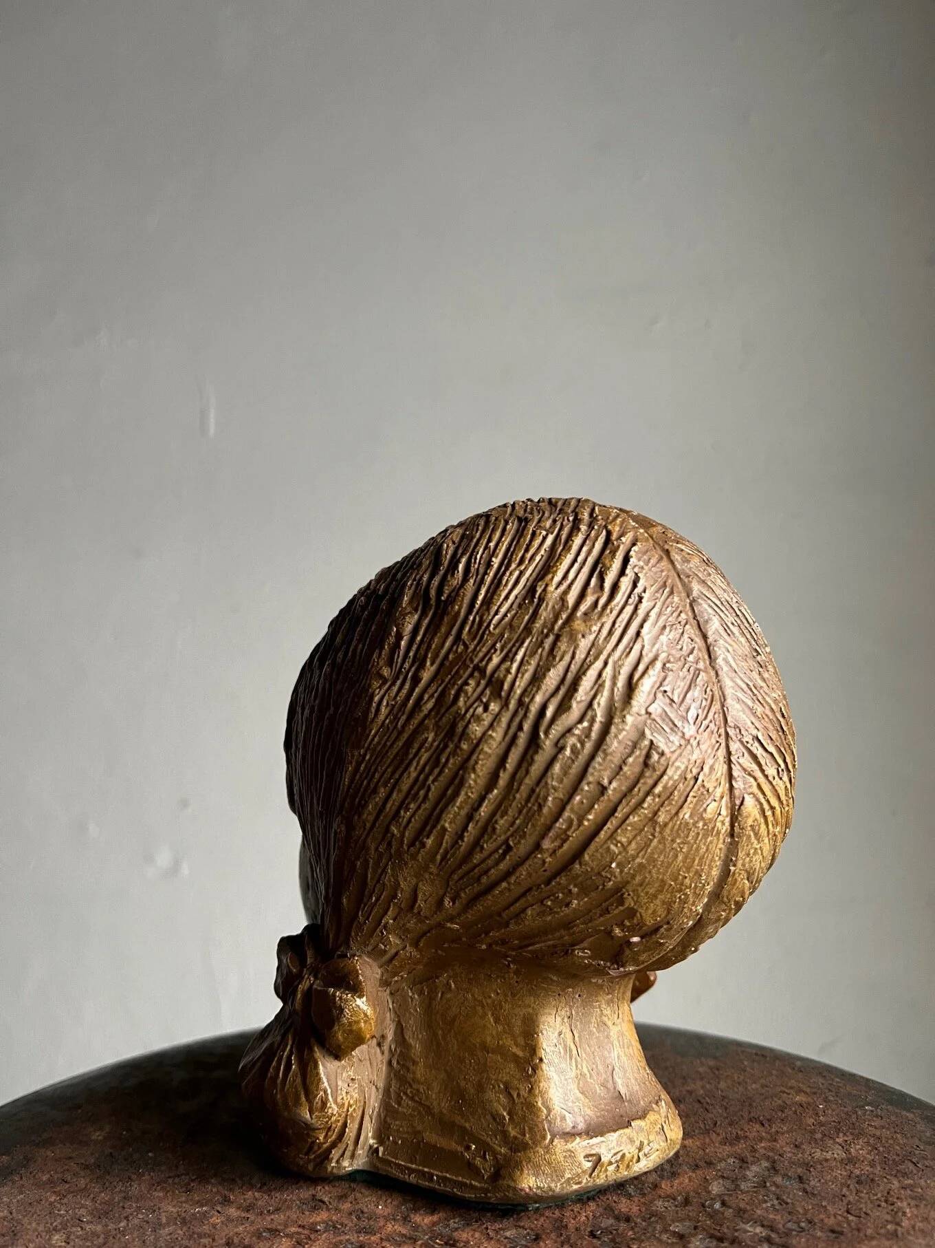 Stoneware head of a girl sculpture | Netherlands | 1970s