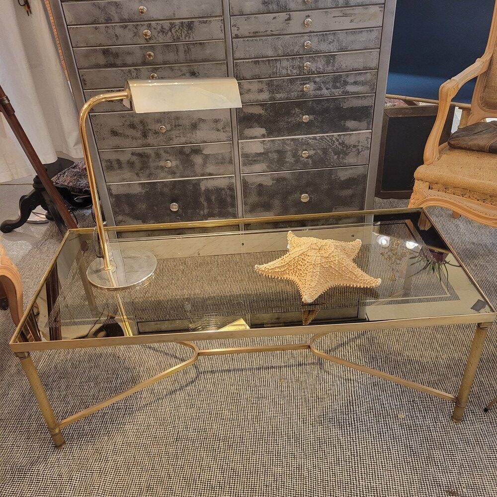 Brass and smoked glass coffee table