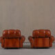 Fauteuils de club italiens vintage en simili cuir cognac, Italie années 1970, ensemble de 2