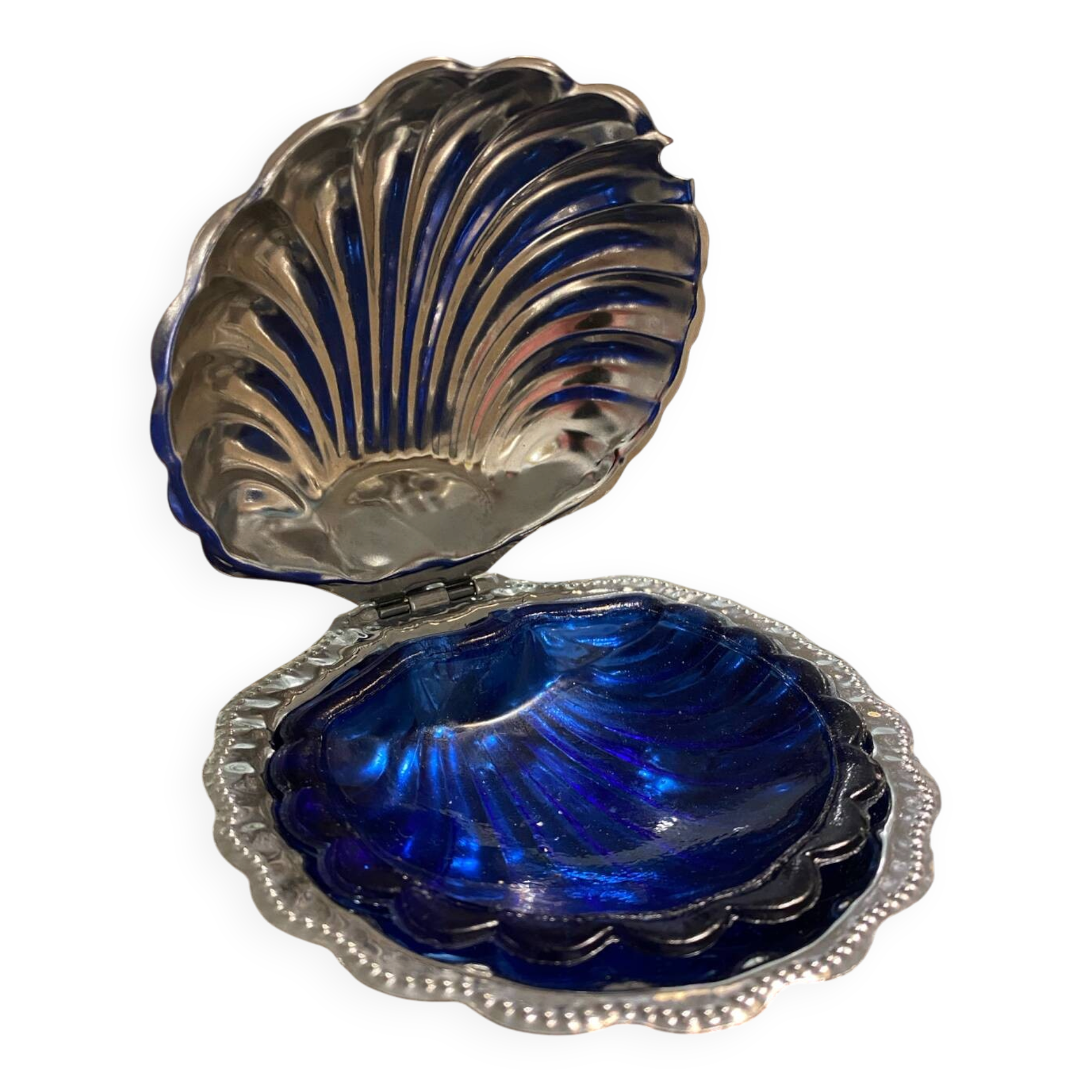 Stainless steel scallop shell butter dish