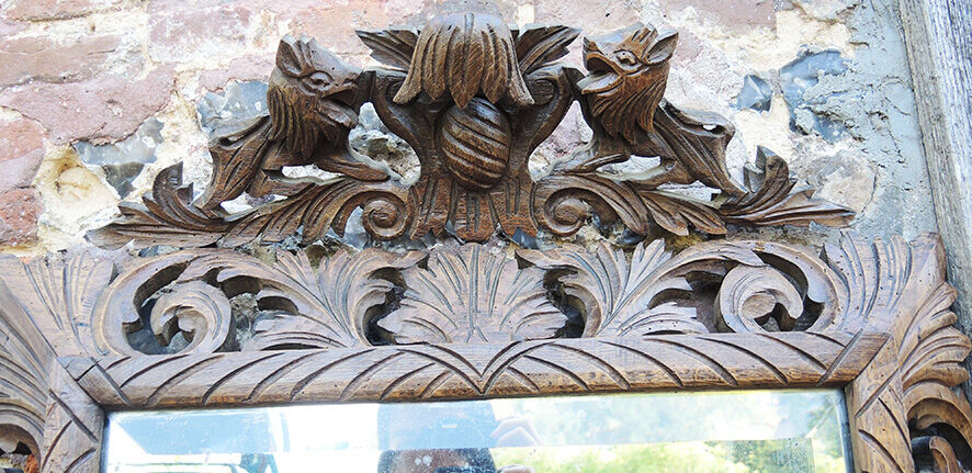 Mirror wooden carved lions 77x107cm