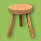 Antique solid wood tripod stool - 1960s