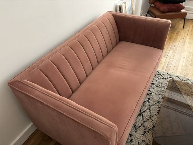 Compact powder pink sofa made