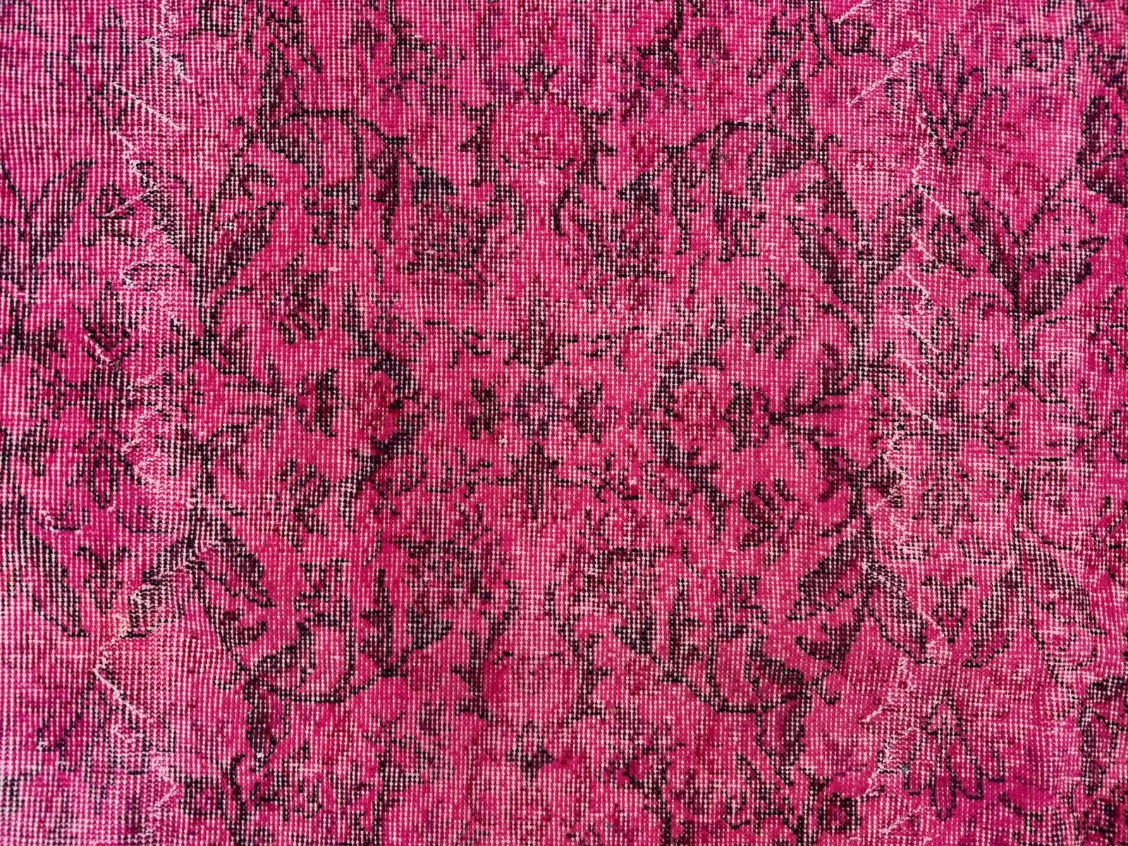 Turkish rug pink 300x200 cm, vintage overdyed tribal wool carpet large 2511
