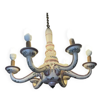 Antique chandelier in eastern faience, to be re-electrified, sold dismantled circa 1930