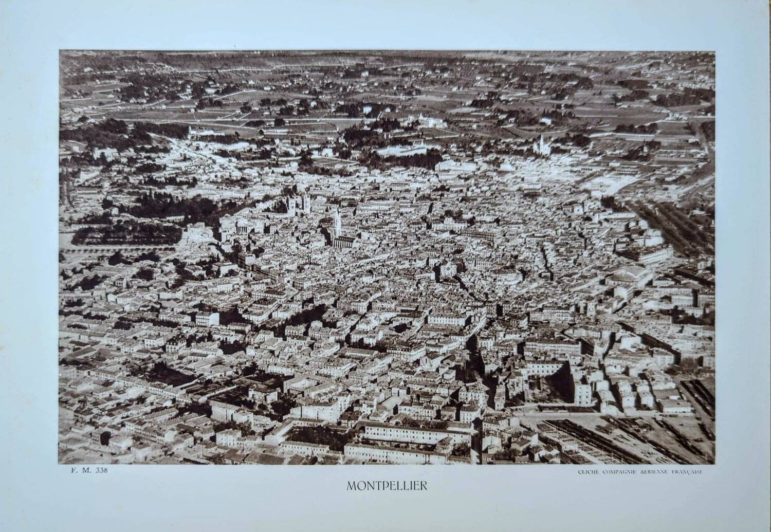 Montpellier, Vintage, photo plate printed in 1935.