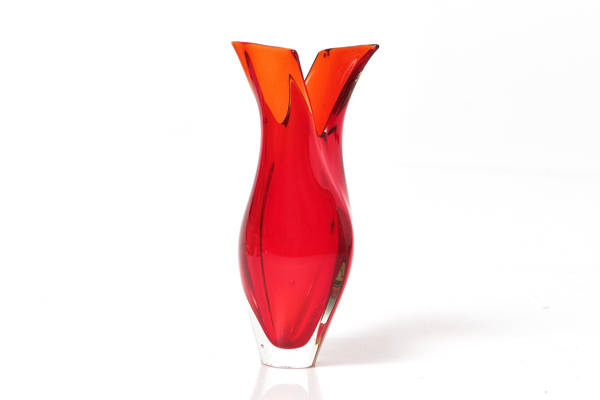 Red vase orange Murano Sommerso Mandruzzato Vintage