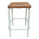 Tabouret industriel carré blanc bois et métal vintage