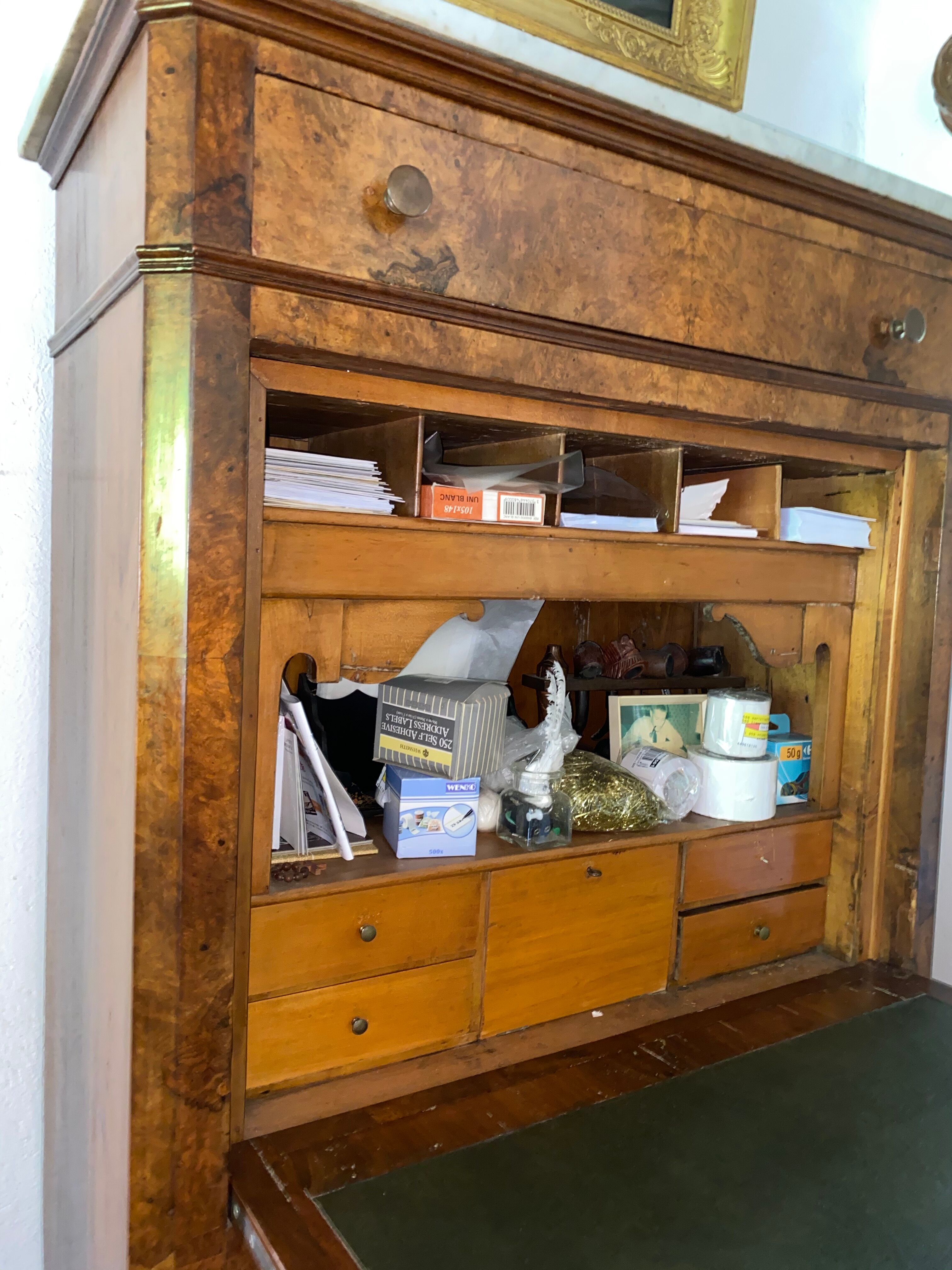 Secretary Louis Philippe in walnut bramble and marble tray