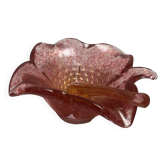 Murano, empty pocket in the shape of a mortar, pink and gold flower, 20th century