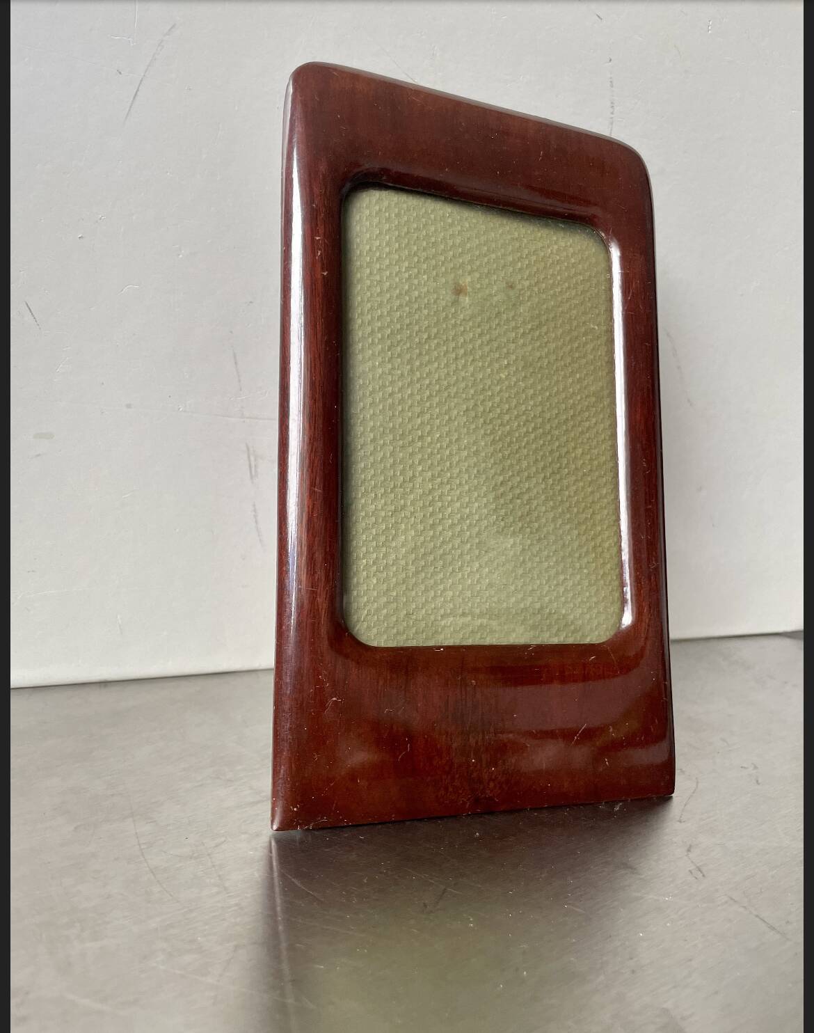 Antique  Art Deco Mahogany Wooden Frame  22.5 cm x 13.5 cm  convex glass