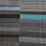 7x9 Gray & Teal Green Handmade Kilim Rug, 224x264Cm