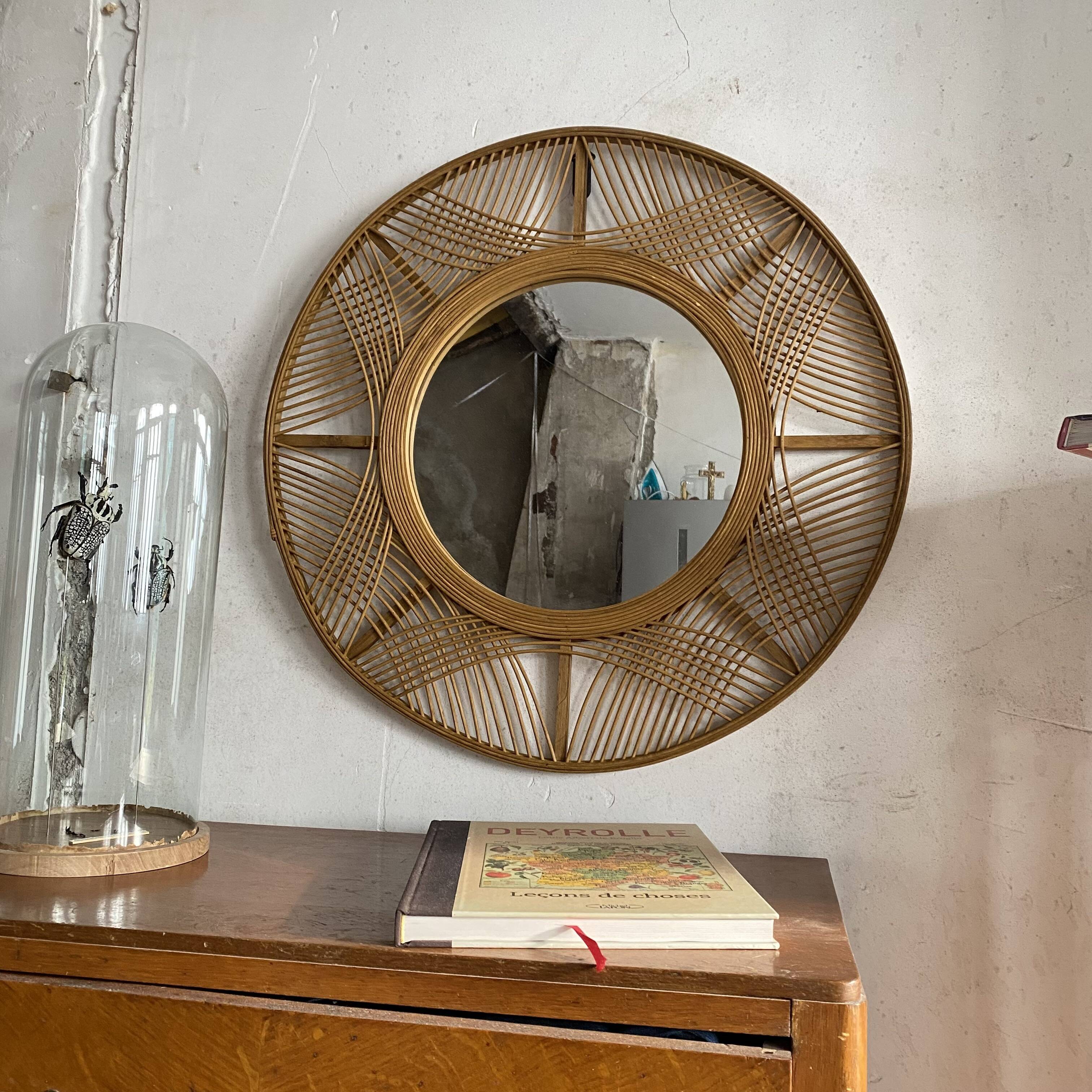 Miroir vintage en rotin
