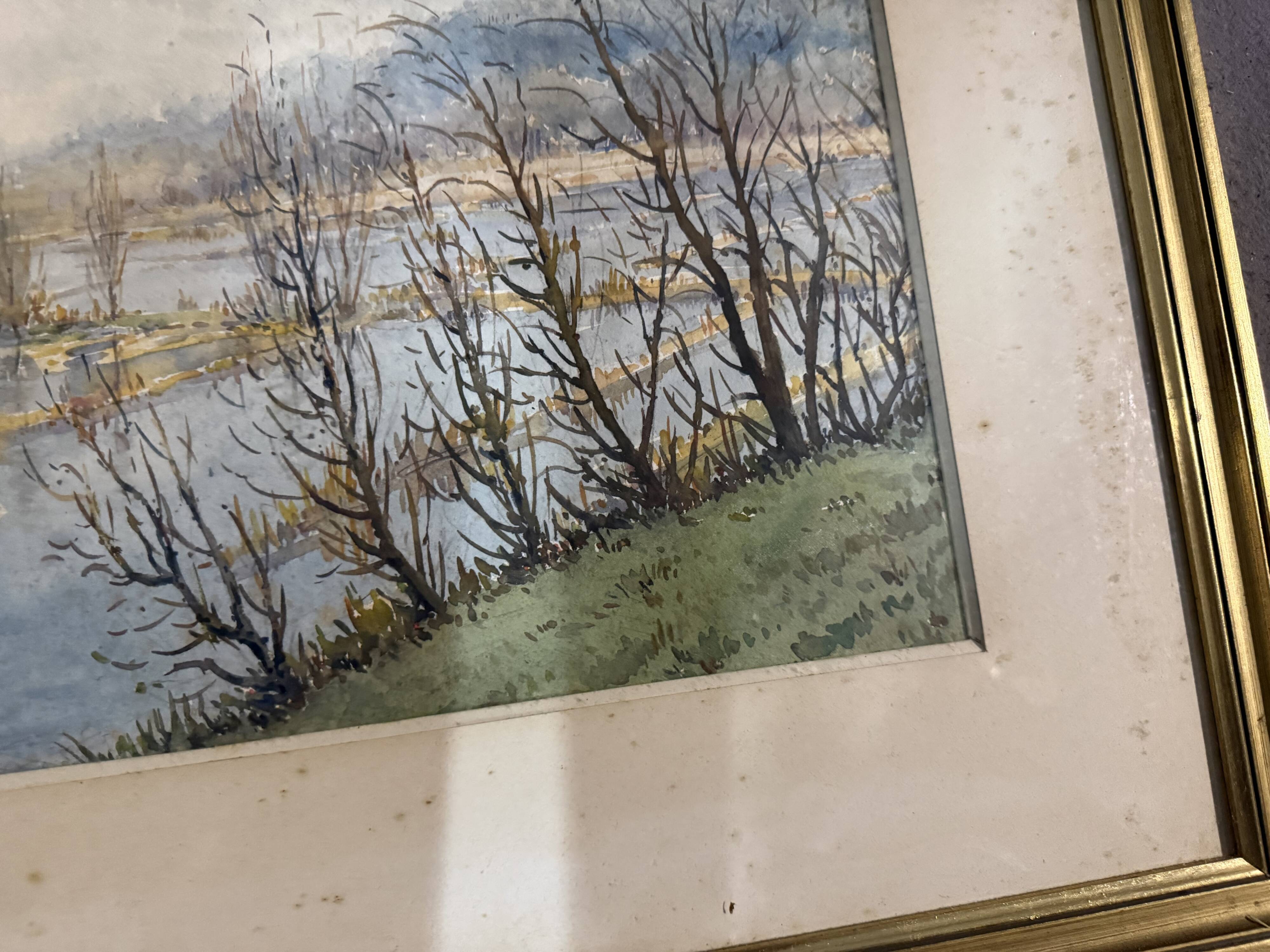 Lithograph Marsh Landscape Signed F Cavel