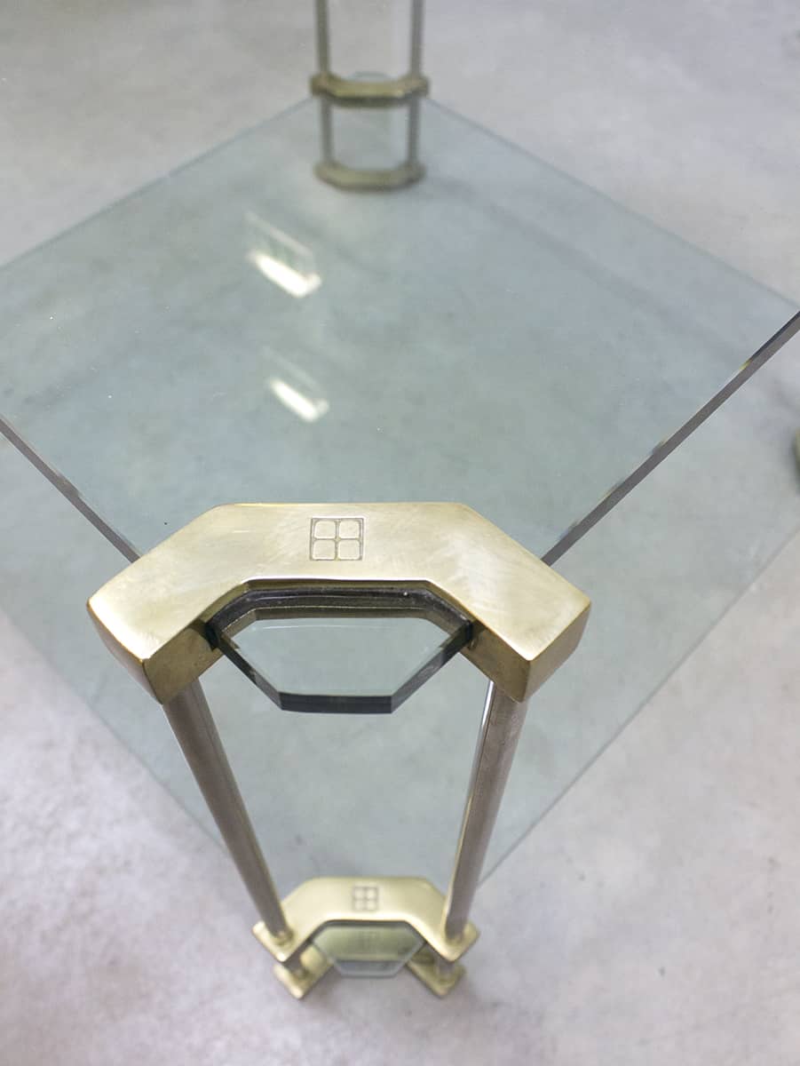 Table basse en verre design vintage Peter Ghyczy 'pur luxe'