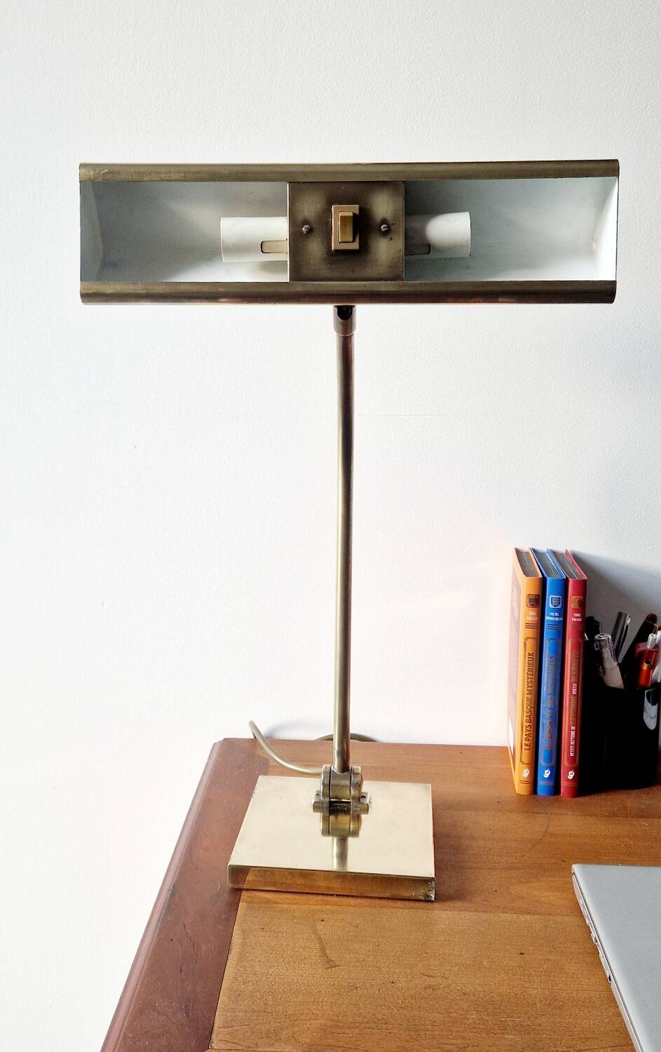Banker style brass desk lamp 1970