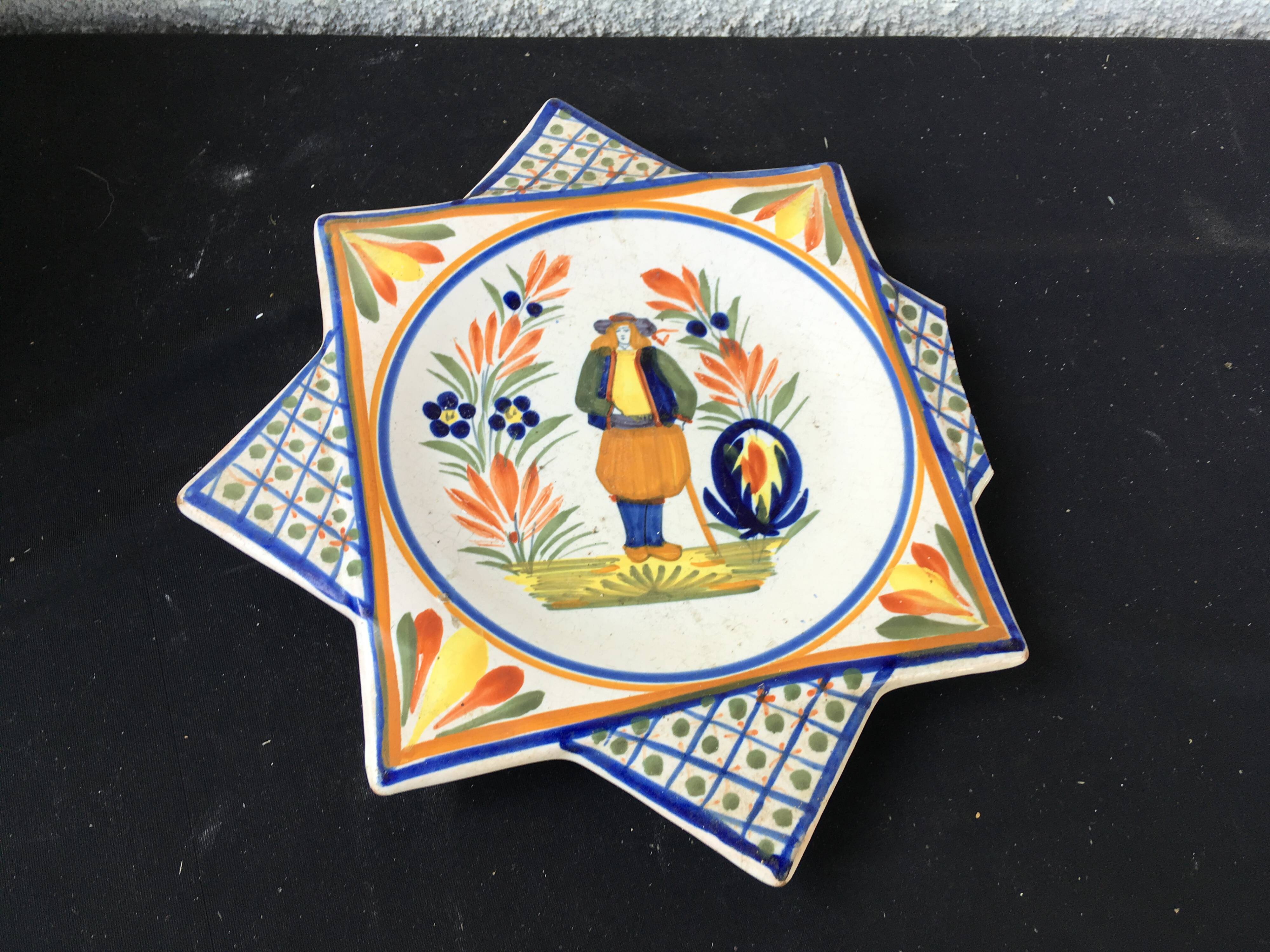 Henriot Quimper decorative dish, original shape