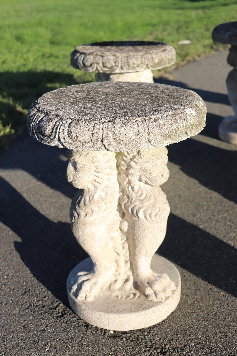 Garden set table and 6 stools, Italy early 20th century