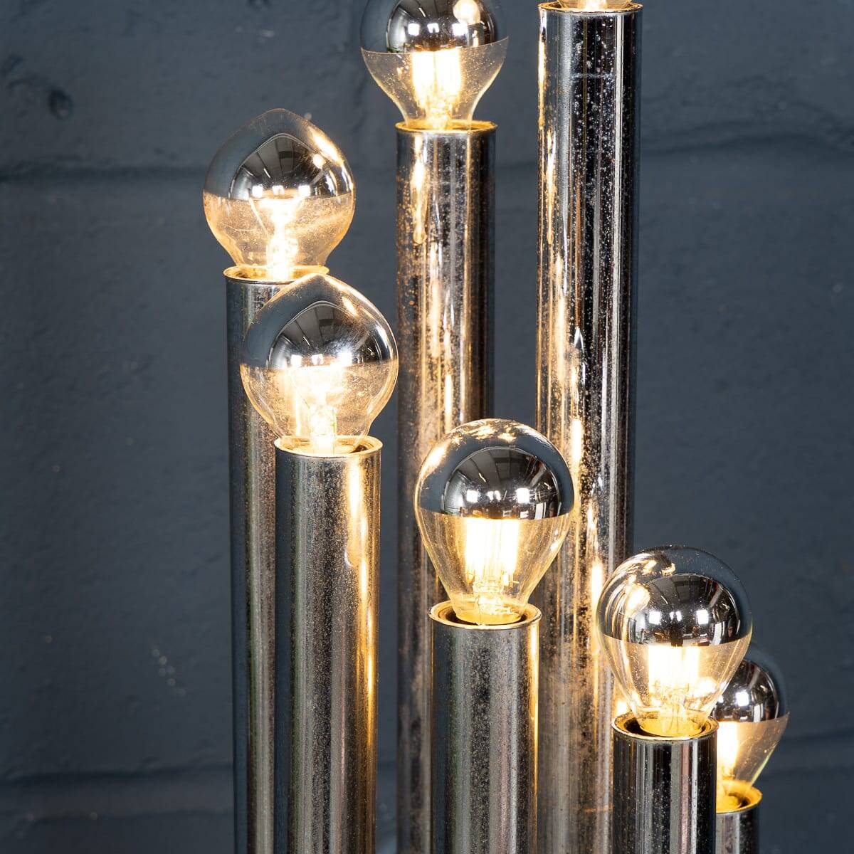 Vintage 20thc italian chrome multi-light table lamp by reggiani c.1970