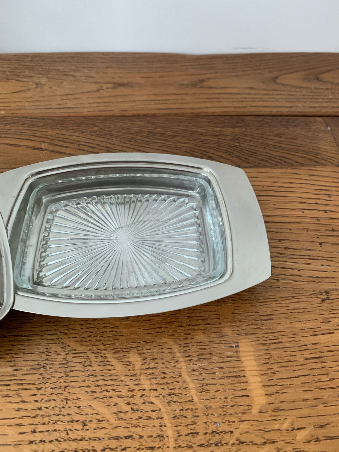 Silver metal butter dish