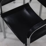 Set of 2 Italian Modern Saddle Leather and Chromed Steel Chairs 1980s