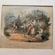 Grande gravure ancienne suisse « le départ pour la montagne »