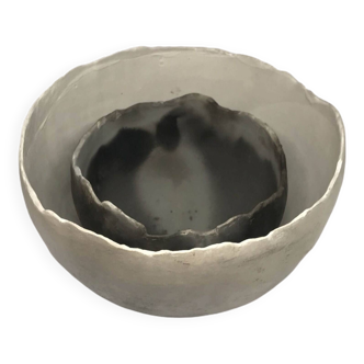 Duo of raku bowls