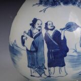 Qing kangxi style blue and white play chess jade pot spring bottle chinese palace gifts